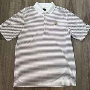 Greg Norman Polo Shirt Mens L Striped PGA Shark Golf Casual Short Sleeve ML75